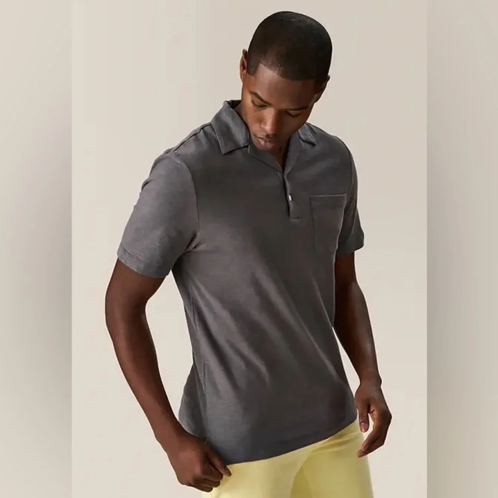 Good Man Brand size‎ XL Dark Gray Camp Collar Polo Shirt Cotton Jersey Knit Grey